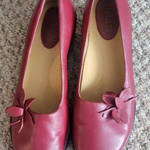 Marina Rinaldi Burgundy Leather Flats